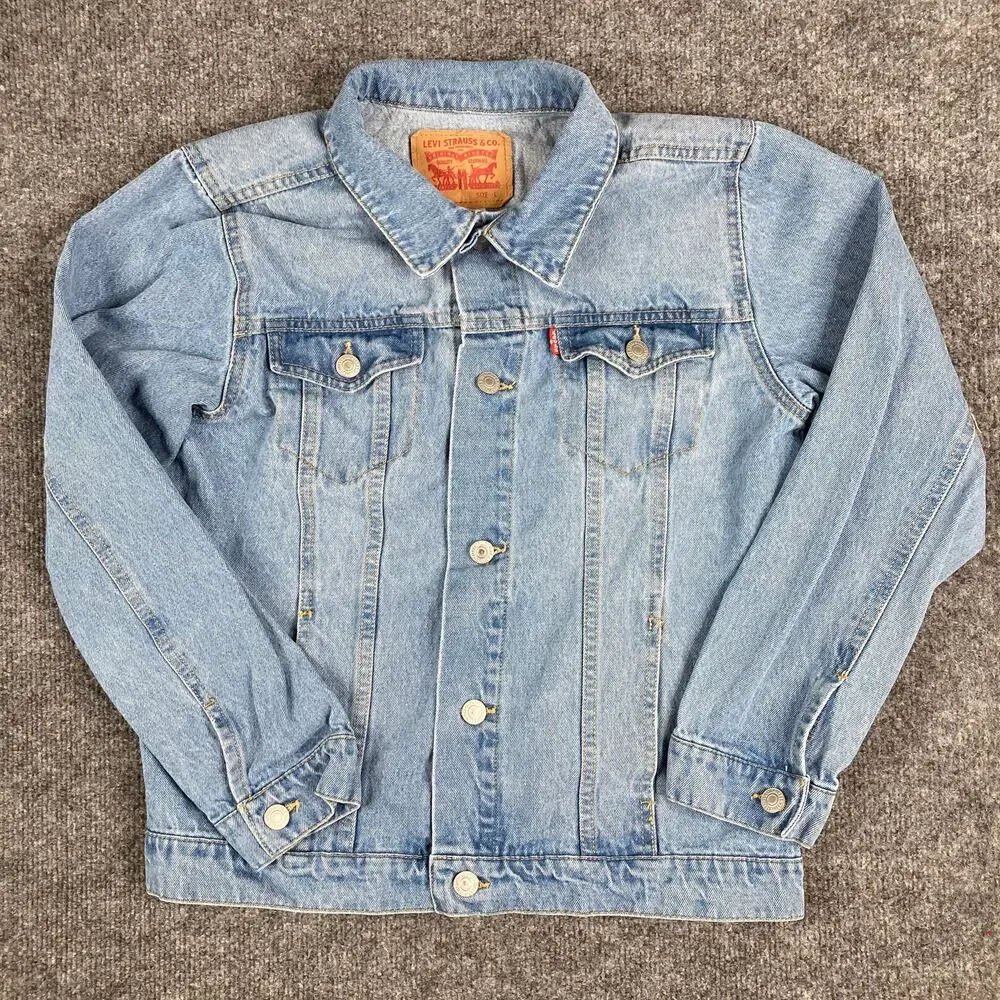 Levi's Trucker Jacket Boys Large Light Wash‎ Denim Button Front Classic Youth